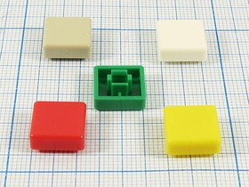 Колпачок-толкатель тактовых кнопок3.8x3.8мм, 12x12x5.5 мм, пластик, зеленый; №1880 G колпачок-толкатель 3,8x3,8\ 12x12x5,5\пл\зел\\