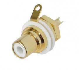 NYS367-9, RCA Phono Connectors RCA PANEL JACK GOLD/WHITE REAN