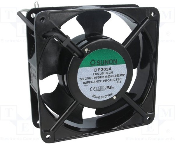 DP203A2123LBLS, Вентилятор осевой; 230В AC; 119x119x38,5мм; 132,5м3/ч; 39дБА