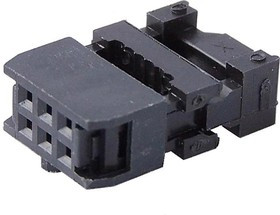IDC-06F (DS1016-06), Розетка 2.54мм на шлейф 6 pin с фиксатором кабеля