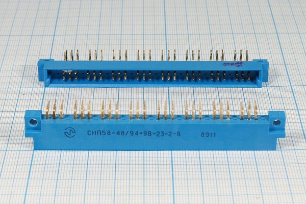 Прямоугольный соединитель штекер, шаг P2,5мм, 48 контактов, на панель, угловой; №14880 штек ПрС\P2,5\48P\пан\угл\ СНП58-48/94x9В-23-2-В