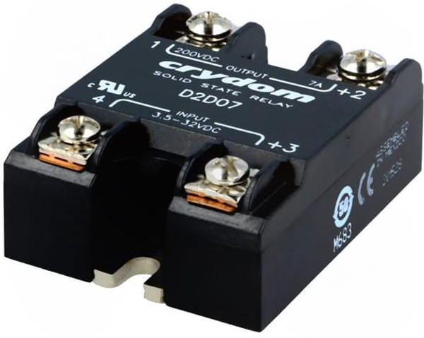 D2D07, Solid State Relays - Industrial Mount PM IP00 SSR 200VDC 7A, 3.5-32VDC In D2D07, Solid State Relays - Industrial Mount PM IP00 SSR 200VDC 7A, 3.5-32VDC In