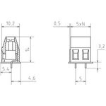 ТВ-01А, Клеммник винтовой 2-контактный, шаг 5.00мм