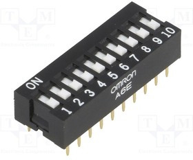 A6E-0101-N, DIP Switches / SIP Switches Flat actuator 10 poles