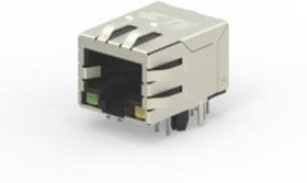 6-2301994-0, Conn RJ-45 RCP 8 POS 1.27mm Solder RA Thru-Hole 14 Terminal 1 Port Cat 5 Tray