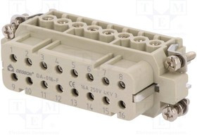 DA-016-F, Разъем HDC -40-125°C Корп размер D UL94V-0 "мама"