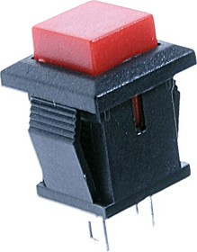PBS-15B red, Кнопка квадратная без фиксации OFF-(ON) (1A 250VAC), красная