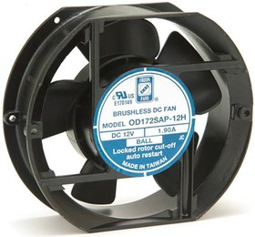 OD172SAP-48HBXC, DC Fans DC Fan, High Performance, 172x150x51mm, 48VDC, 307CFM, 1.2A, 67dBA, Ball, Wire
