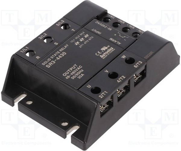 SR3-4430, Реле: полупроводниковое, Uупр: 90-240ВAC, 30А, 48-480ВAC, 3-фазный