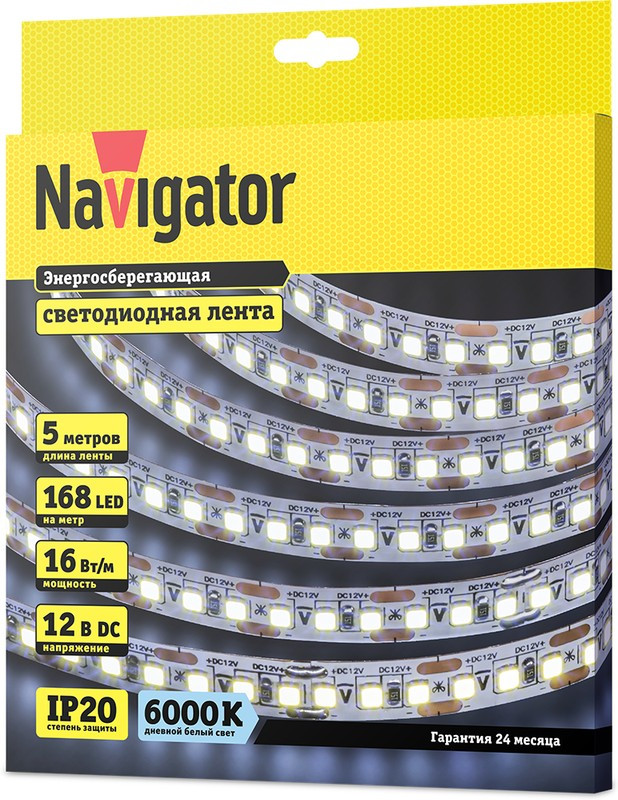СД Лента Navigator 14 455 NLS-2835CW168-16-IP20-12V СД Лента Navigator 14 455 NLS-2835CW168-16-IP20-12V