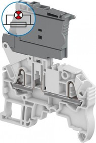 Клемма ZK2.5-SF-R1/8 пружинная, для предохранителей 5х20(25)мм, 6,3А, 250В, с индикатором 24-110В AC/DC, серый