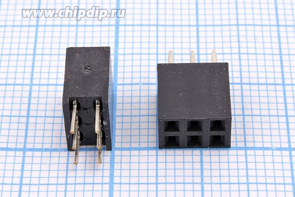 DS1023-2x3S21 (PBD-06), Гнездо на плату 2.54мм 2х3pin прямое; 1966 C гн PBD-2x 3\P2,54\6P\\плат\ DS1023-2x3S21\[PBD-6]