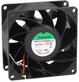 PMD2408PMB1A, Вентилятор осевой, 24В DC, 80x80x38мм, подшипник качения, 143куб.м/ч, 55дБА