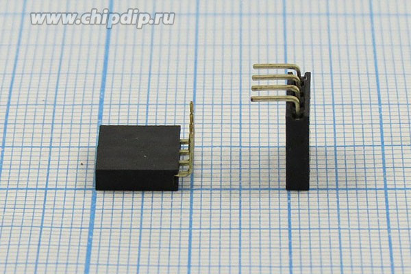 Разъем PBS-R-1x 4 розетка, шаг P2.54, контакты 4P, угловой, монтаж на плату Разъем PBS-R-1x 4 розетка, шаг P2.54, контакты 4P, угловой, монтаж на плату