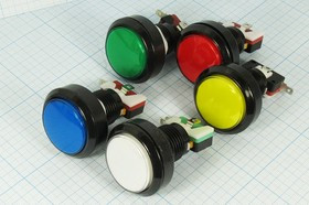 Переключатель кнопочный без фиксации, синий с подсветкой, 220В/5А, (ON)-(ON); №1853 B ПКн\250\ 5\(SPDT)\d24\чер\ ILсин12В\\5T\PB-300B/B\