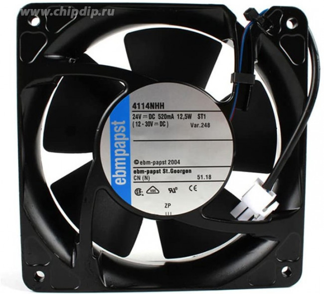 Вентилятор Ebmpapst 4114NHH 24V 12.5W 120x38 2pin железный корпус