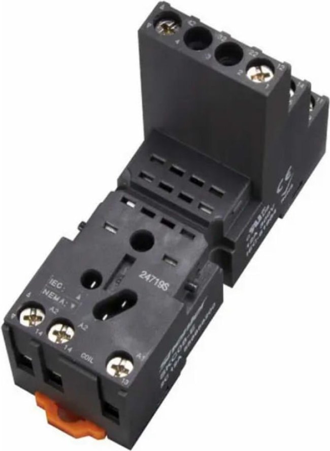 Цоколь SKC14-E, 10A(300V), винтовой зажим, черный, на рейку DIN35/панель, для RKE, RKF, R4N, MY4, 55.34, KMY4, PT4, RCM5 Цоколь SKC14-E, 10A(300V), винтовой зажим, черный, на рейку DIN35/панель, для RKE, RKF, R4N, MY4, 55.34, KMY4, PT4, RCM5