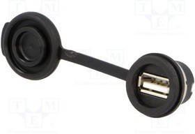 1310-1001-01, Гнездо; USB A; 1310; на панель,гайка сзади; пайка; с заглушкой