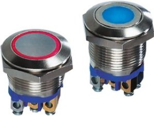 AV09C7L3D9001, Pushbutton Switches SPST-NO OFF-MOM LED BLUE 2VDC