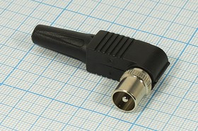 Штекер TV, 4-6мм, на кабель винт, угловой, пластиковый хвост