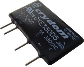 CXE380D5, Твердотельное реле, серия CX, SIP, SPST-NO, 5 А, 530 В СКЗ, На Печатную Плату, Сквозное Отверстие
