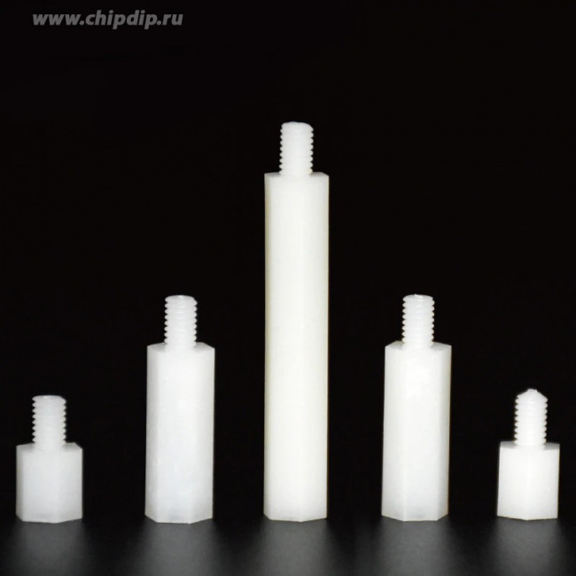 Стойка для печатных плат нейлоновая (белая) М2,5 высота 10мм (папа-мама)