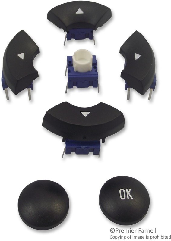 NAVIKITTH09WL, IP67 Black Tactile Switch, SPST 50 mA @ 24 V dc