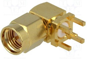 SMA-14, Гнездо, SMA, "папа", угловой 90°, THT, позолота