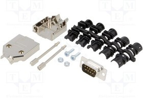 DTPK-M-09-DMP-K, Разъем D-Sub; PIN: 9; вилка; "папа"; пайка; на провод; черный