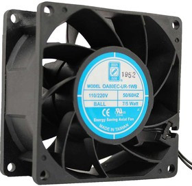 OA80EC-UR-1WB, AXIAL FAN, BALL, 80MM, 39CFM, WIRE LEAD