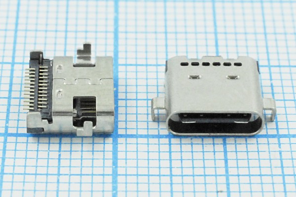 Разъем USB розетка, тип C 3.1, контакты на плату, USB3.1TYPE-C 24PF-016