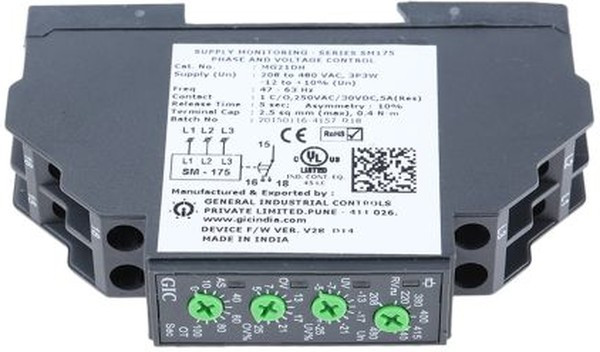 MG21DH, Voltage Monitoring Relay, 3 Phase, SPDT, 208 480V ac, DIN Rail