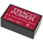 TEN3-4811, Преобразователь: DC/DC, 3Вт, Uвх: 36-72В, Uвых: 5ВDC, Iвых: 500мА