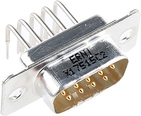 023322, TMC 9 Way Right Angle Through Hole D-sub Connector Plug, 2.54mm Pitch