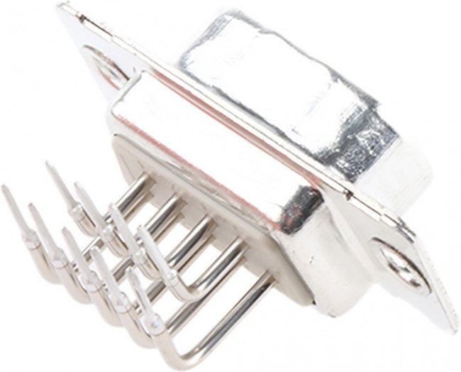 023322, TMC 9 Way Right Angle Through Hole D-sub Connector Plug, 2.54mm Pitch