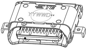 1-2295018-2, USB Connectors USB TYPE C, REC OFFSET 0.65MM D SMT