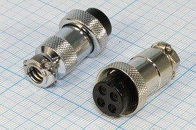 Разъем микрофонный MIC20 розетка, контакты 4P, монтаж на кабель, М19, XS20JK4P-F[MS-DF-20-4]