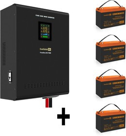 EX296693RUS, Комплект ИБП EX296005RUS + батарея 100Aч EX285656RUS 4шт (инвертор, синус, для котла, настенный) ExeGate FineSine SX-7000.LCD.A