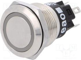 82-5151.2124, Pushbutton Switches Blu RingLED 24VAC/DC 19mm QC Flush Maint