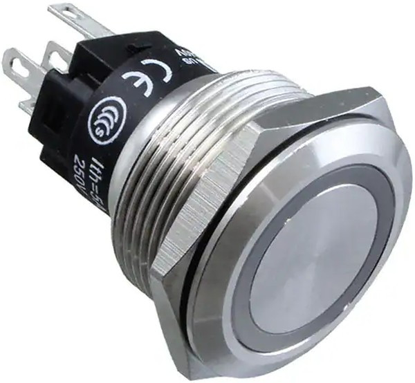 82-5151.2124, Pushbutton Switches Blu RingLED 24VAC/DC 19mm QC Flush Maint