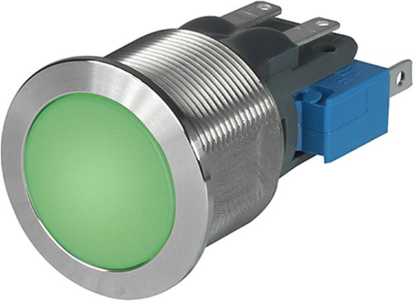 1241.8449, Pushbutton Switches 10A, 250 VAC, 19mm BRIGHT GREEN 1 POLE