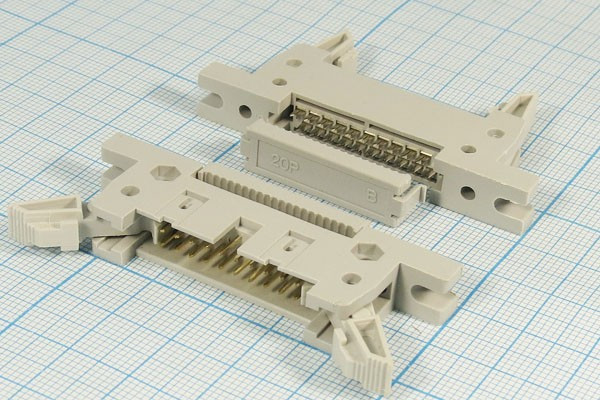 Разъем (IDC) IDCM-20MS вилка, шаг P2.54x2.54, контакты 20P, на шлейф, IDCM-20MS