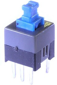 PB22E07 без фиксации 7x7x12 mm, Миниатюрная кнопка без фиксации PB22E07, DPDT, 7x7x12 мм, 0,1 А, 30 В, 70 мОм, монтаж на плату
