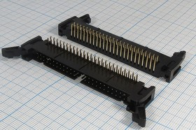 Разъем (IDC) IDCC-50MR вилка, шаг P2.54x2.54, контакты 50P, на плату, угловой, IDCC-50MR