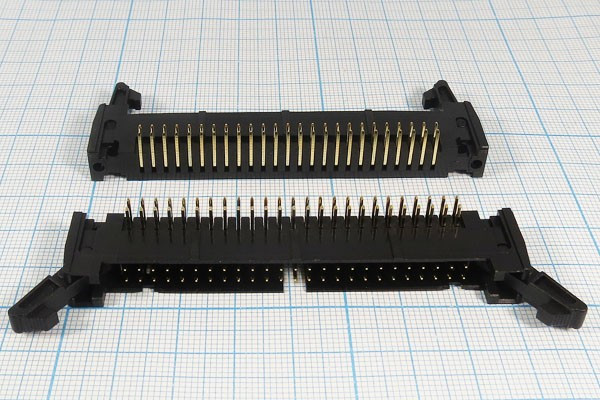 Разъем (IDC) IDCC-50MR вилка, шаг P2.54x2.54, контакты 50P, на плату, угловой, IDCC-50MR