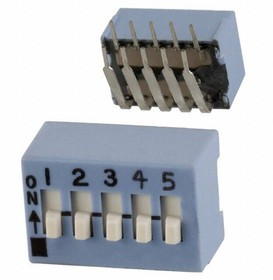 206-5RAST, DIP Switches / SIP Switches SPST Right Angle 5 switch sections