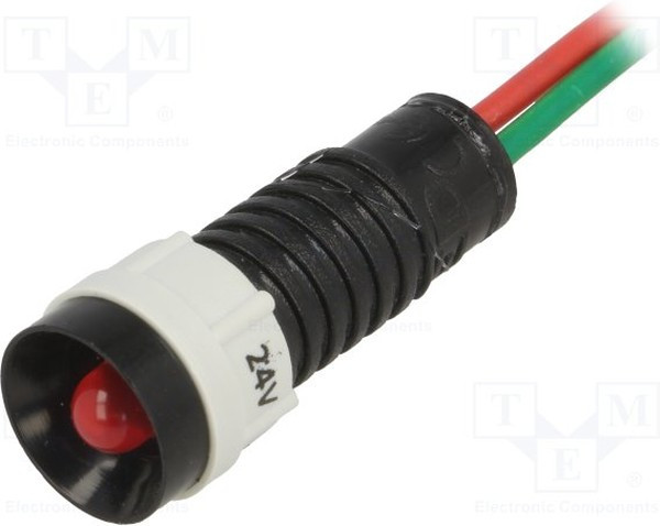 LR-D5B-24AC/DC, Индикат.лампа: LED, вогнутый, 24ВDC, 24ВAC, Отв: d11мм, IP40