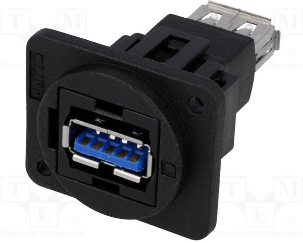 CP30205NX, Соединитель, гнездо USB A, с обеих сторон, FT, USB 3.0, пластик