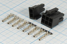 Гнездо питания на кабель MF, 6 (2х3)контактов + 2 контакта сдвижные, шаг 4.2мм, MF-6/2F; №703 гн пит MF\2x 3/1\P4,2\каб\\MF-6/2F конт[14]