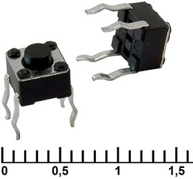 IT-1109 (4.5x4.5x3.8), Тактовая кнопка IT-1109, 4.5x4.5x3.8 мм, OFF-(ON), 50 мА, 12 В, 50 мОм